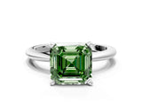 White gold Fancy Green Asscher Cut Diamond Solitaire Ring with Six-Prong Setting and Classic Band_35