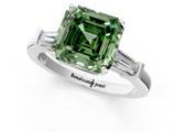 White gold Fancy Green Asscher  Cut Diamond Solitaire Ring with Tapered Baguette Accents and Four-Prong Setting_18