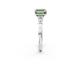 White gold Fancy Green Asscher  Cut Diamond Solitaire Ring with Tapered Baguette Accents and Four-Prong Setting_19
