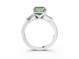 White gold Fancy Green Asscher  Cut Diamond Solitaire Ring with Tapered Baguette Accents and Four-Prong Setting_20
