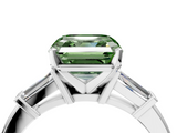 White gold Fancy Green Asscher  Cut Diamond Solitaire Ring with Tapered Baguette Accents and Four-Prong Setting_21