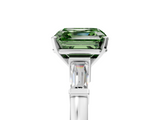 White gold Fancy Green Asscher  Cut Diamond Solitaire Ring with Tapered Baguette Accents and Four-Prong Setting_23