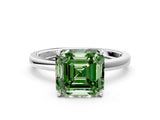 White gold Fancy Green Asscher Cut Diamond Solitaire Ring with Thin Band and Prong Setting_15