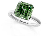 White gold Fancy Green Asscher Cut Diamond Solitaire Ring with Thin Band and Prong Setting_16