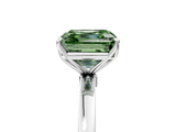 White gold Fancy Green Asscher Cut Diamond Solitaire Ring with Thin Band and Prong Setting_20