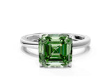 White gold Fancy Green Asscher Cut Diamond Solitaire Ring with Thin Band and Prong Setting_39