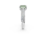 White gold Fancy Green Asscher Cut Diamond Solitaire Ring with Three-Row Pavé Band and Four-Prong Setting_43