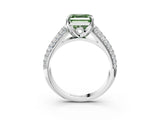 White gold Fancy Green Asscher Cut Diamond Solitaire Ring with Three-Row Pavé Band and Four-Prong Setting_44