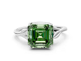 White gold Fancy Green Asscher Cut Diamond Solitaire Ring with Twist Band and Four-Prong Setting_53