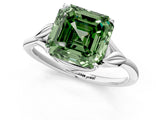 White gold Fancy Green Asscher Cut Diamond Solitaire Ring with Twist Band and Four-Prong Setting_54