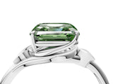 White gold Fancy Green Asscher Cut Diamond Solitaire Ring with Twist Band and Four-Prong Setting_57
