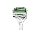 White gold Fancy Green Asscher Cut Diamond Solitaire Ring with Twist Band and Four-Prong Setting_58
