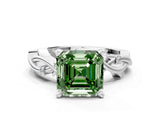 White gold Fancy Green Asscher Cut Diamond Solitaire Ring with Twisted Band and Prong Setting_40