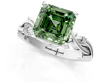 White gold Fancy Green Asscher Cut Diamond Solitaire Ring with Twisted Band and Prong Setting_41