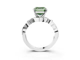 White gold Fancy Green Asscher Cut Diamond Solitaire Ring with Twisted Band and Prong Setting_44