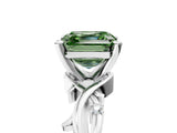 White gold Fancy Green Asscher Cut Diamond Solitaire Ring with Twisted Band and Prong Setting_45