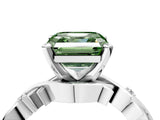 White gold Fancy Green Asscher Cut Diamond Solitaire Ring with Twisted Band and Prong Setting_45