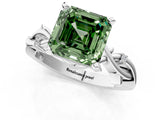 White gold Fancy Green Asscher Cut Diamond Solitaire Ring with Twisted Band and Prong Setting_59