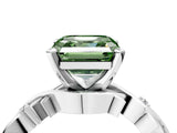 White gold Fancy Green Asscher Cut Diamond Solitaire Ring with Twisted Band and Prong Setting_62