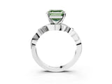 White gold Fancy Green Asscher Cut Diamond Solitaire Ring with Twisted Band and Prong Setting_62