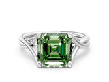 White gold Fancy Green Asscher Cut Diamond Solitaire Twist Band Prong Setting Ring_55
