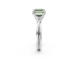 White gold Fancy Green Asscher Cut Diamond Solitaire Twist Band Prong Setting Ring_57