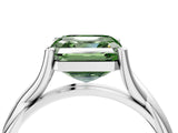 White gold Fancy Green Asscher Cut Diamond Solitaire Twist Band Prong Setting Ring_59