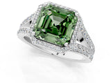 White gold Fancy Green Asscher Cut Diamond Split Shank Halo Ring with Four-Prong Setting_58