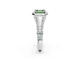 White gold Fancy Green Asscher Cut Diamond Split Shank Halo Ring with Four-Prong Setting_59