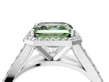 White gold Fancy Green Asscher Cut Diamond Split Shank Halo Ring with Four-Prong Setting_61