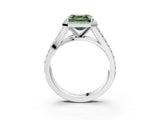 White gold Fancy Green Asscher Cut Diamond Split Shank Halo Ring with Four-Prong Setting_61