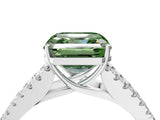 White gold Fancy Green Asscher Cut Diamond Split Shank Pavé Engagement Ring with Four-Prong Setting_28