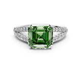White gold Fancy Green Asscher Cut Diamond Split Shank Pavé Engagement Ring with Four-Prong Setting_28