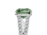 White gold Fancy Green Asscher Cut Diamond Split Shank Pavé Engagement Ring with Four-Prong Setting_29