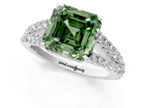 White gold Fancy Green Asscher Cut Diamond Split Shank Pavé Engagement Ring with Four-Prong Setting_29