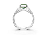 White gold Fancy Green Asscher Cut Diamond Split Shank Ring with Pavé Band and Four-Prong Setting_37