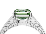 White gold Fancy Green Asscher Cut Diamond Split Shank Ring with Pavé Band and Four-Prong Setting_38