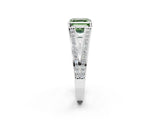 White gold Fancy Green Asscher Cut Diamond Split Shank Ring with Pavé Band and Four-Prong Setting_42