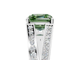 White gold Fancy Green Asscher Cut Diamond Split Shank Ring with Pavé Band and Four-Prong Setting_45