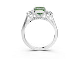 White gold Fancy Green Asscher Cut Diamond Three-Stone Engagement Ring with Prong Setting and Pavé Band_3
