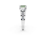 White gold Fancy Green Asscher Cut Diamond Three-Stone Ring with Channel Set Band and Four-Prong Setting_83