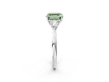 White gold Fancy Green Asscher Cut Diamond Three-Stone Ring with Pear  Side Stones and Prong Setting_144