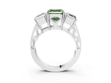 White gold Fancy Green Asscher Cut Diamond Three-Stone Ring with Prong Setting and Textured Band_15