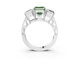 White gold Fancy Green Asscher Cut Diamond Three-Stone Ring with Prong Setting and Textured Band_27