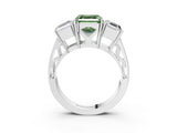 White gold Fancy Green Asscher Cut Diamond Three-Stone Ring with Prong Setting and Textured Band_33