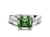White gold Fancy Green Asscher  Cut Diamond Twist Band Solitaire with Prong Setting_17
