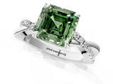 White gold Fancy Green Asscher  Cut Diamond Twist Band Solitaire with Prong Setting_18