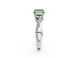 White gold Fancy Green Asscher  Cut Diamond Twist Band Solitaire with Prong Setting_19