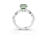 White gold Fancy Green Asscher  Cut Diamond Twist Band Solitaire with Prong Setting_20