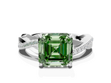 White gold Fancy Green Asscher  Cut Diamond Twisted Band Engagement Ring with Prong Setting_3